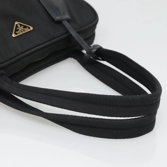 PRADA Hand Bag Nylon Black Gold Auth 141813 - Picture 8 of 16